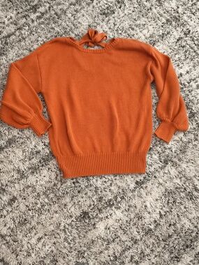 Women's Orange Tie-Back Knit Sweater